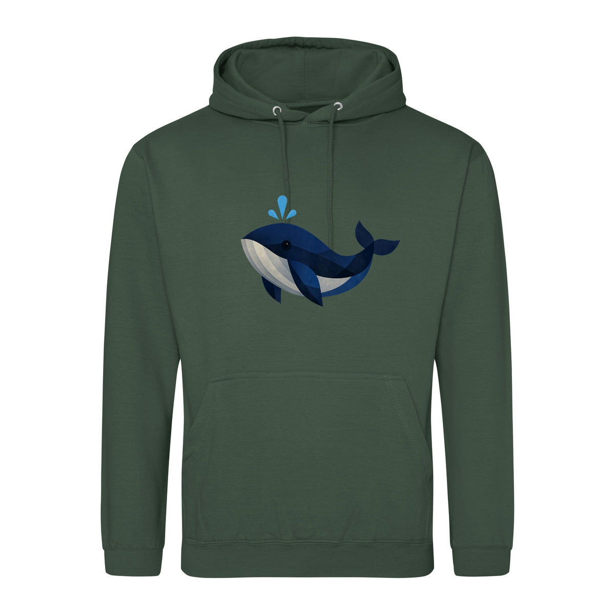 Whale in Blue Adult Hoodie - Prism Kingdom Bottle Green colour variant image