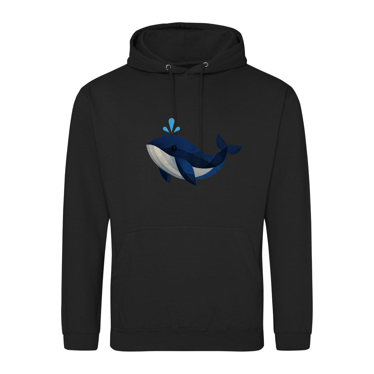 Whale in Blue Adult Hoodie - Prism Kingdom Deep Black colour variant image