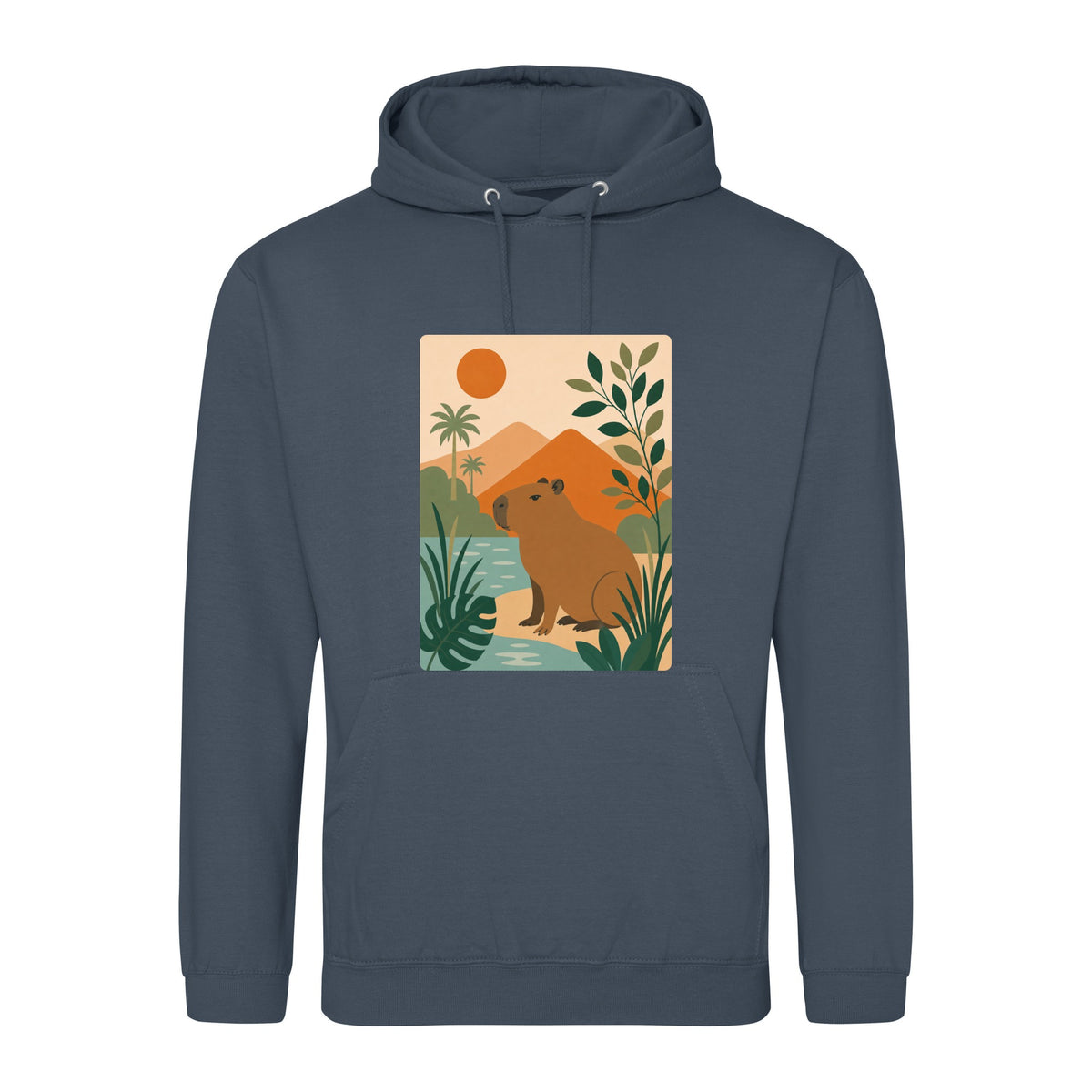 Capybara Oasis Adult Hoodie - Wild Horizons Airforce Blue colour variant image