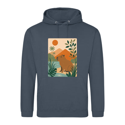Capybara Oasis Adult Hoodie - Wild Horizons Airforce Blue colour variant image