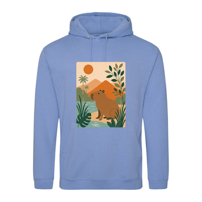 Capybara Oasis Adult Hoodie - Wild Horizons Cornflower Blue colour variant image