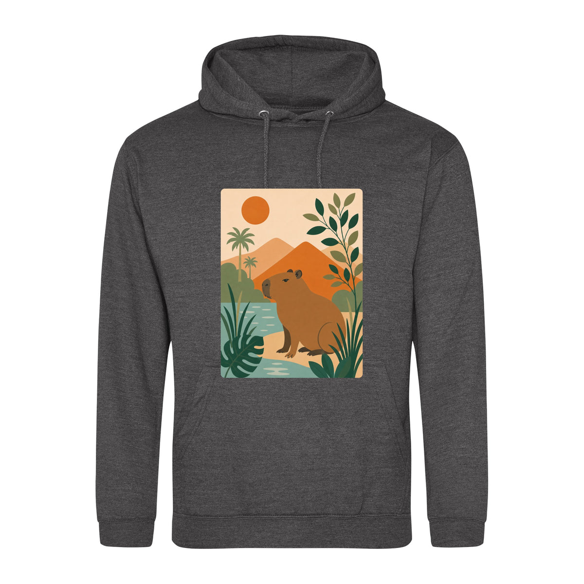Capybara Oasis Adult Hoodie - Wild Horizons Charcoal colour variant image
