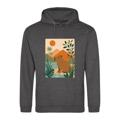 Capybara Oasis Adult Hoodie - Wild Horizons Charcoal colour variant image