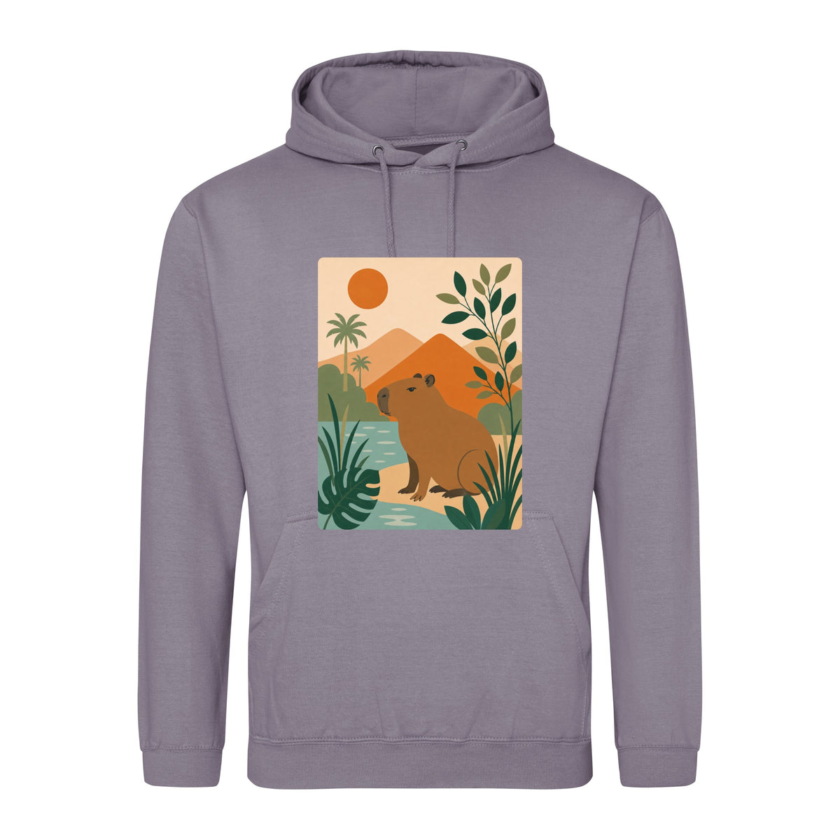 Capybara Oasis Adult Hoodie - Wild Horizons Dusty Lilac colour variant image