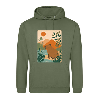 Capybara Oasis Adult Hoodie - Wild Horizons Earthy Green colour variant image