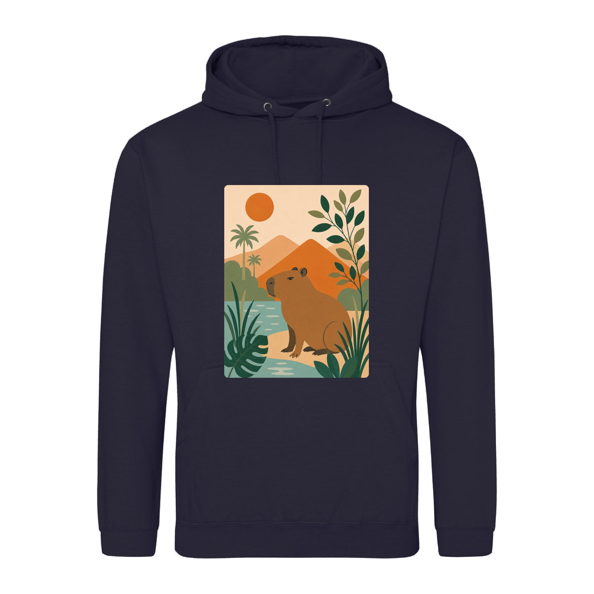 Capybara Oasis Adult Hoodie - Wild Horizons French Navy colour variant image