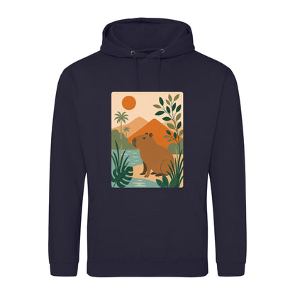 Capybara Oasis Adult Hoodie - Wild Horizons French Navy colour variant image