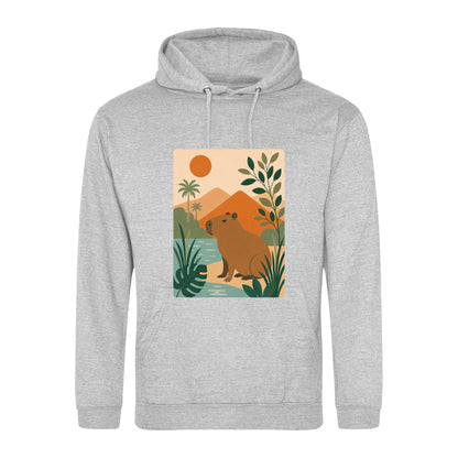 Capybara Oasis Adult Hoodie - Wild Horizons Heather Grey colour variant image