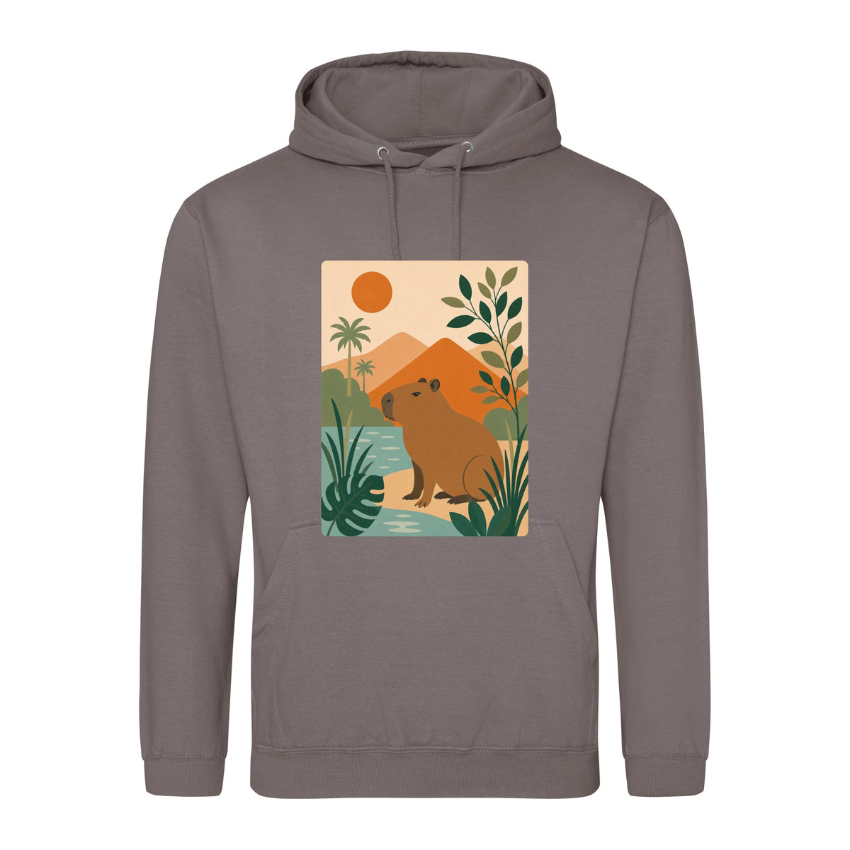 Capybara Oasis Adult Hoodie - Wild Horizons Mocha Brown colour variant image