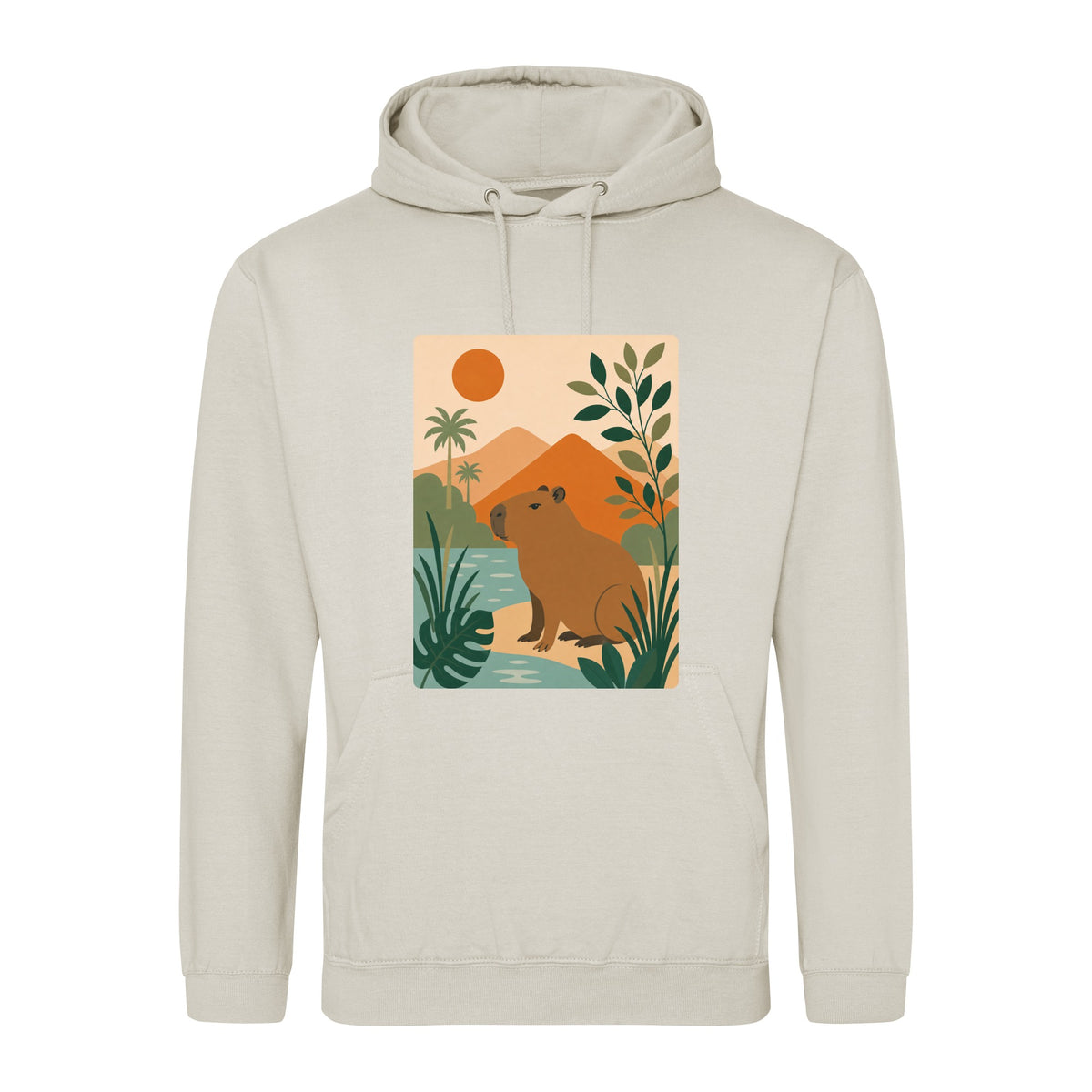 Capybara Oasis Adult Hoodie - Wild Horizons Natural Stone colour variant image