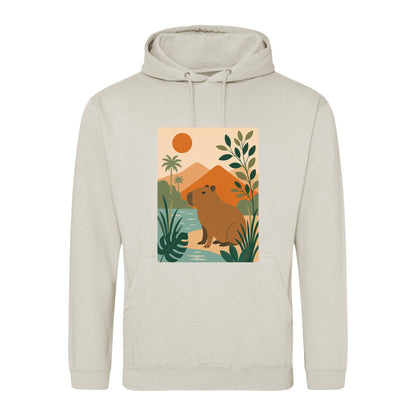 Capybara Oasis Adult Hoodie - Wild Horizons Natural Stone colour variant image