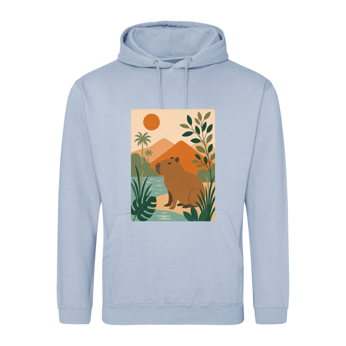 Capybara Oasis Adult Hoodie - Wild Horizons Sky Blue colour variant image