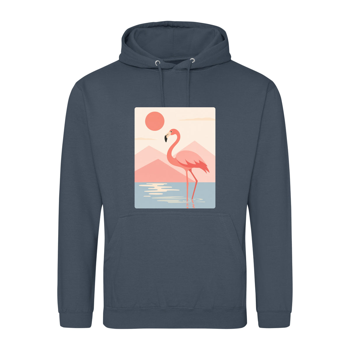 Flamingo Reflections Adult Hoodie - Wild Horizons Airforce Blue colour variant image