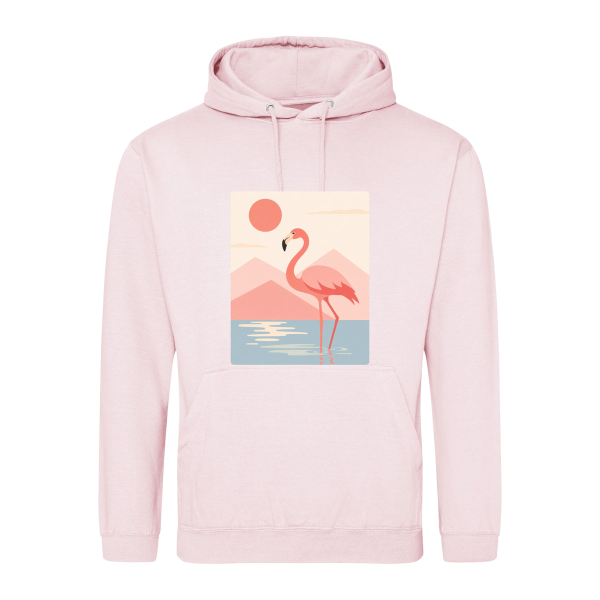 Flamingo Reflections Adult Hoodie - Wild Horizons Baby Pink colour variant image