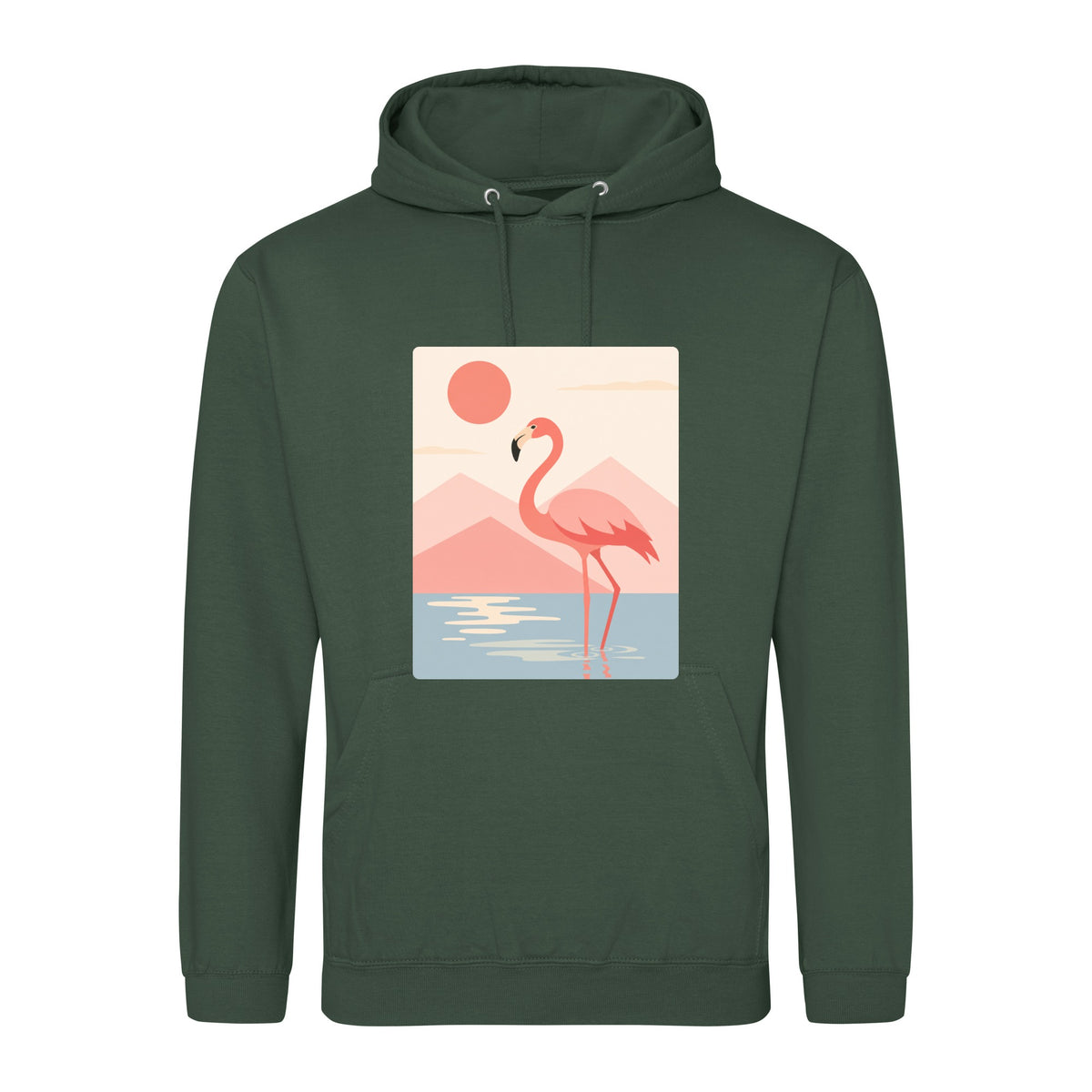 Flamingo Reflections Adult Hoodie - Wild Horizons Bottle Green colour variant image