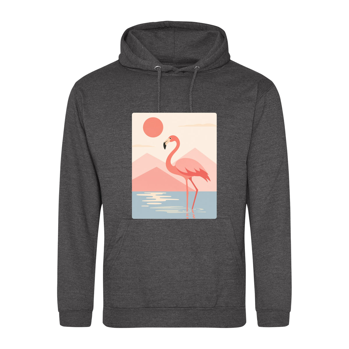 Flamingo Reflections Adult Hoodie - Wild Horizons Charcoal colour variant image