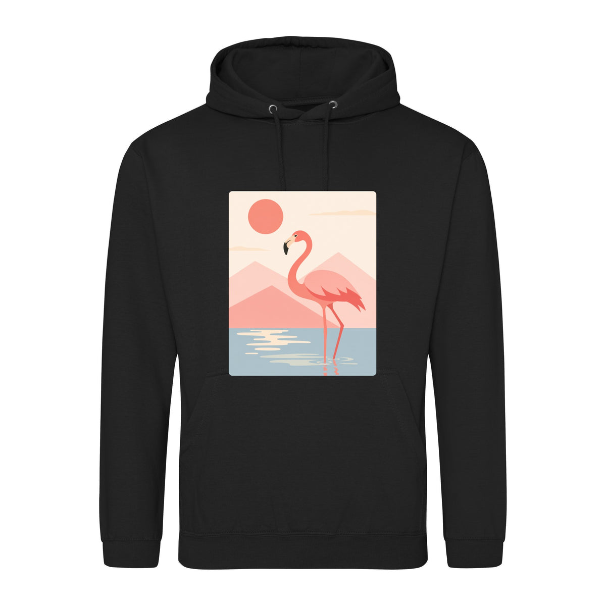 Flamingo Reflections Adult Hoodie - Wild Horizons Deep Black colour variant image