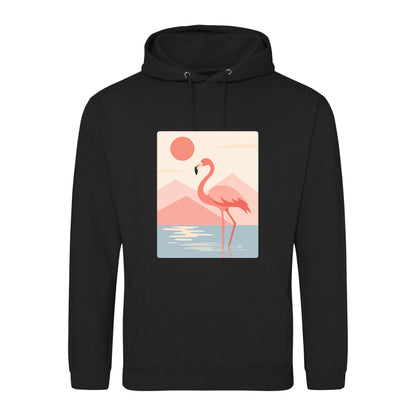 Flamingo Reflections Adult Hoodie - Wild Horizons Deep Black colour variant image