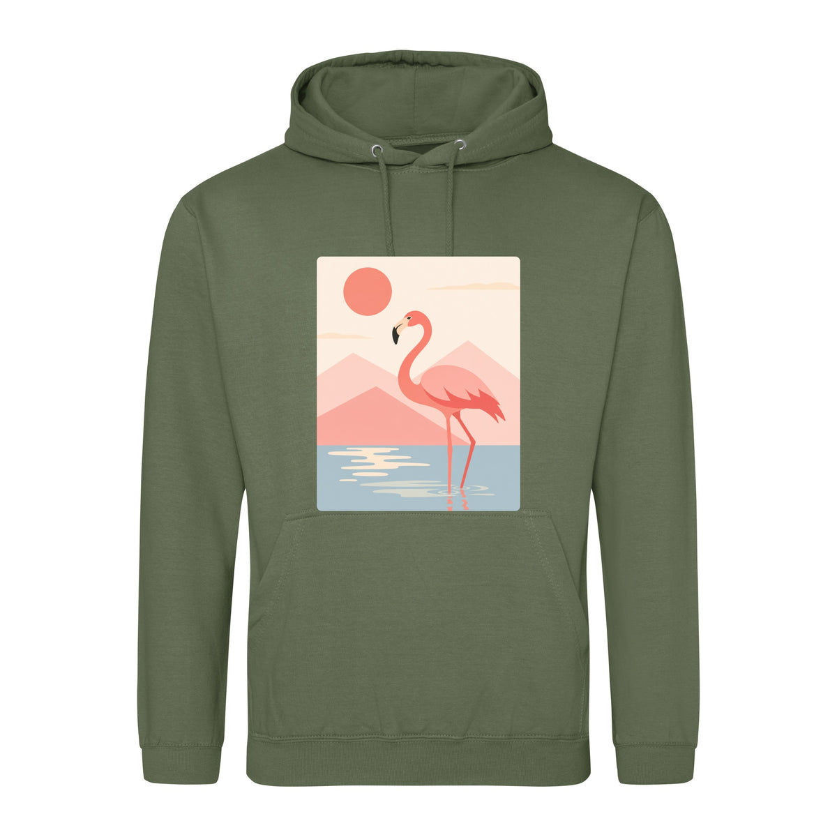 Flamingo Reflections Adult Hoodie - Wild Horizons Earthy Green colour variant image