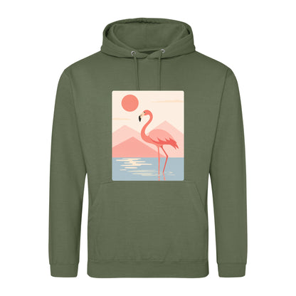 Flamingo Reflections Adult Hoodie - Wild Horizons Earthy Green colour variant image