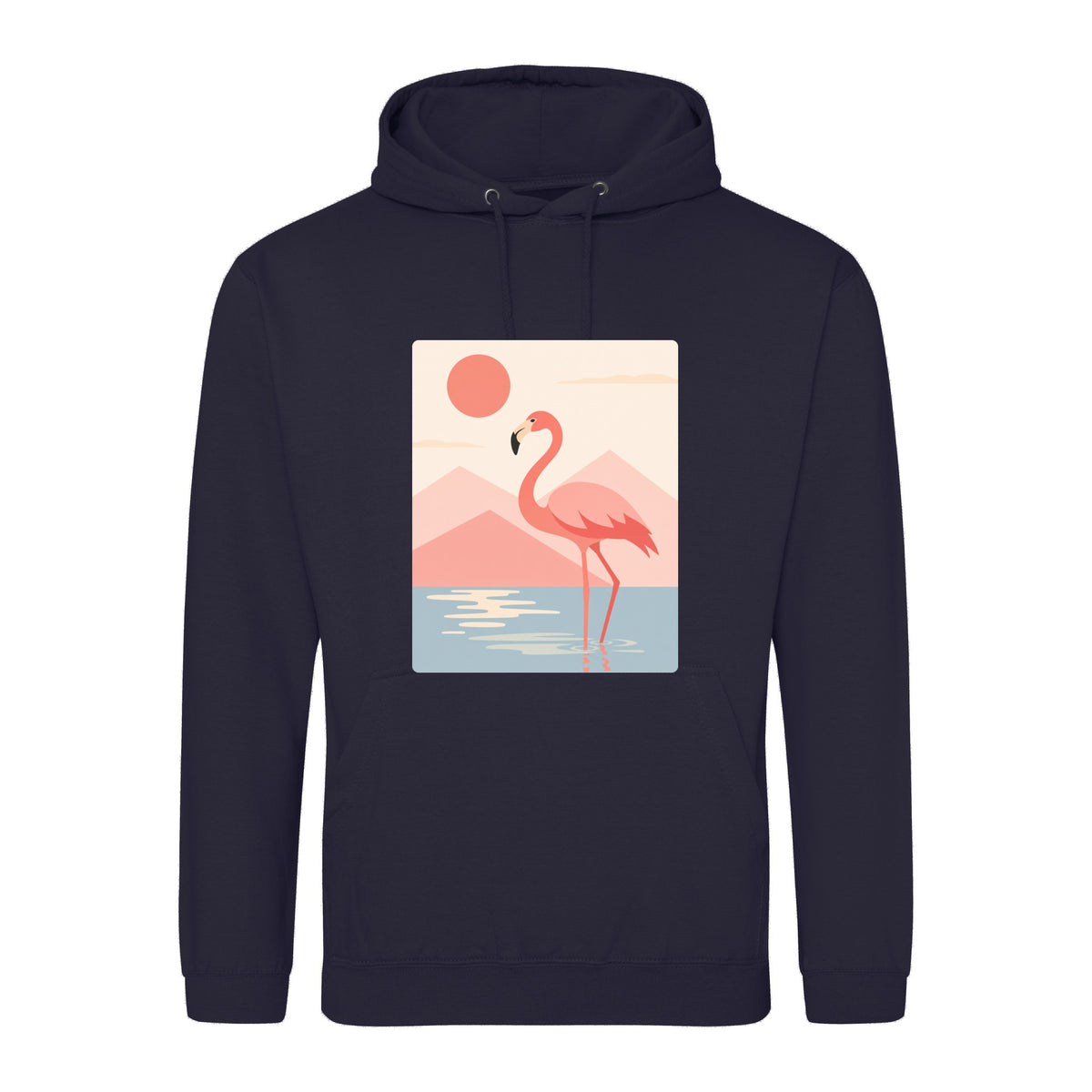 Flamingo Reflections Adult Hoodie - Wild Horizons French Navy colour variant image