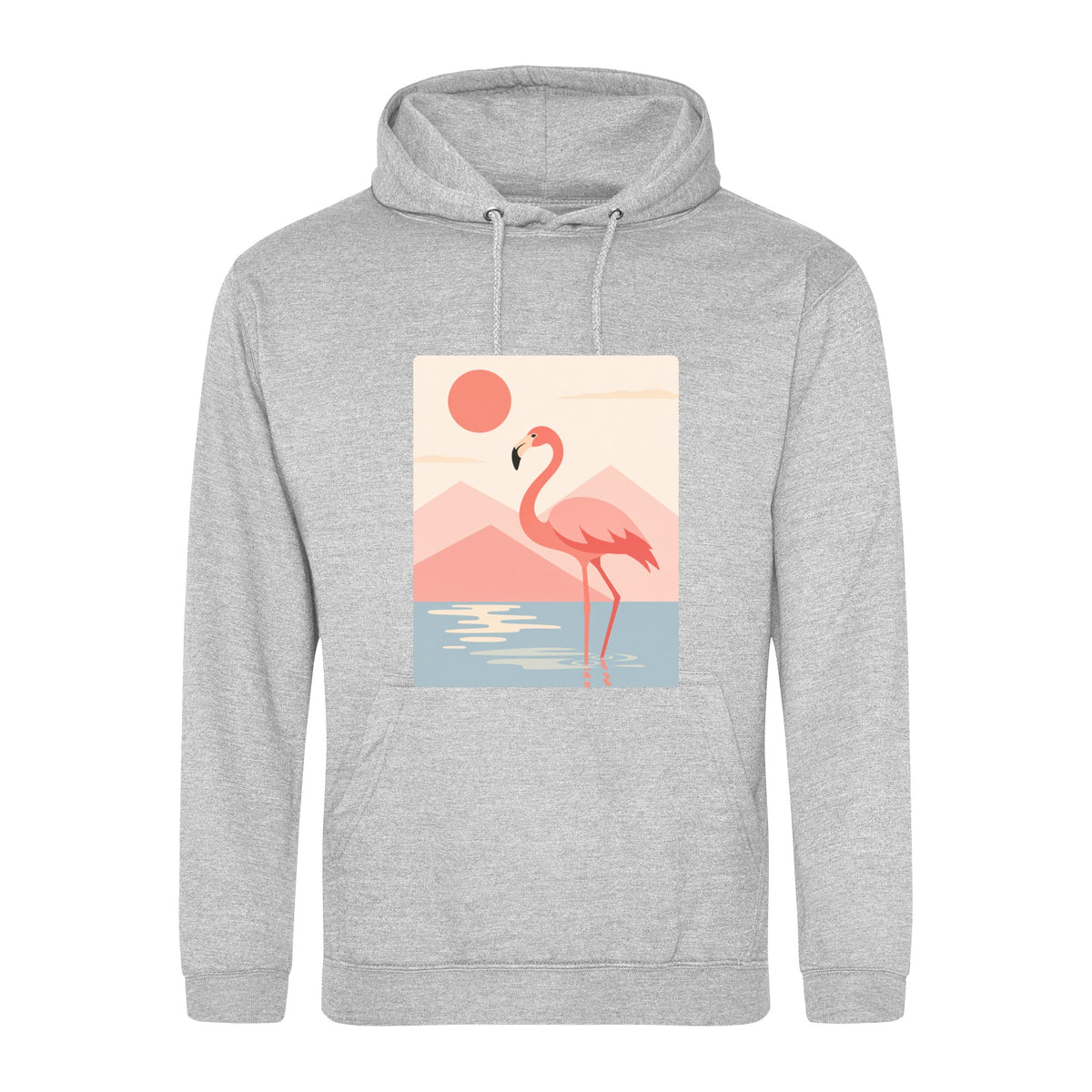 Flamingo Reflections Adult Hoodie - Wild Horizons Heather Grey colour variant image