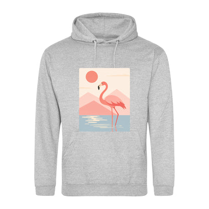 Flamingo Reflections Adult Hoodie - Wild Horizons Heather Grey colour variant image