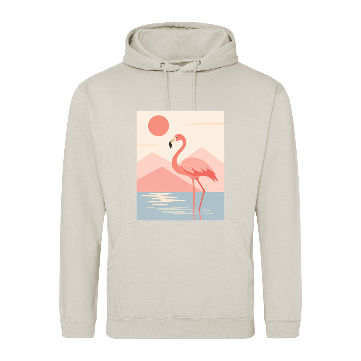 Flamingo Reflections Adult Hoodie - Wild Horizons Natural Stone colour variant image