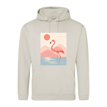 Flamingo Reflections Adult Hoodie - Wild Horizons Natural Stone colour variant image