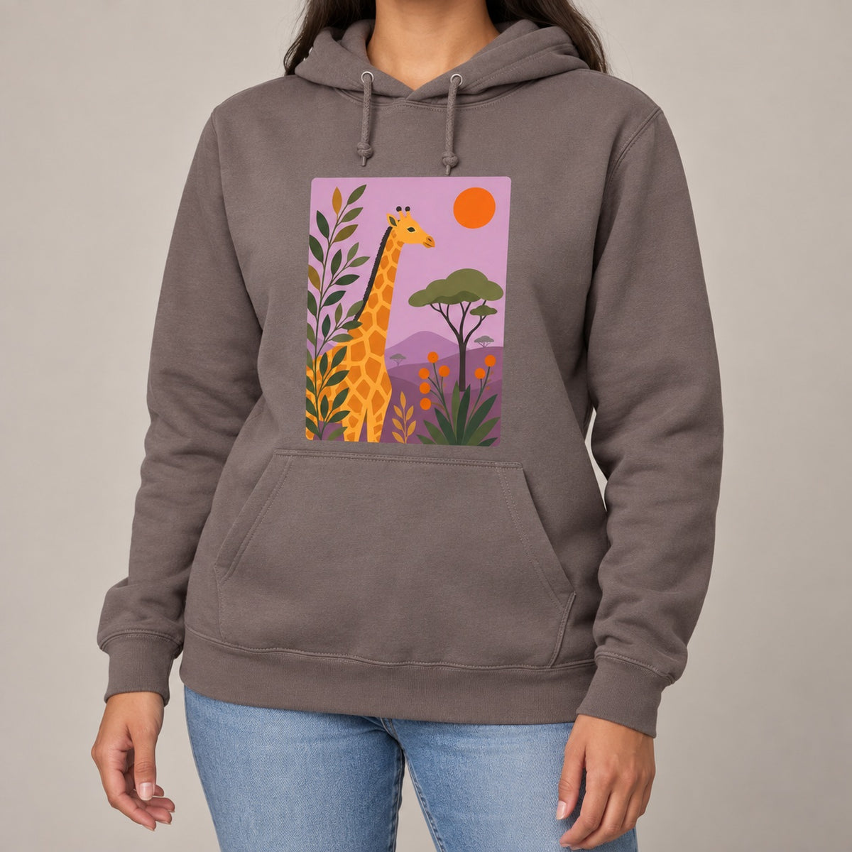 Giraffe Among the Acacias Adult Hoodie - Wild Horizons lead image
