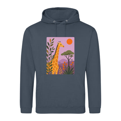 Giraffe Among the Acacias Adult Hoodie - Wild Horizons Airforce Blue colour variant image