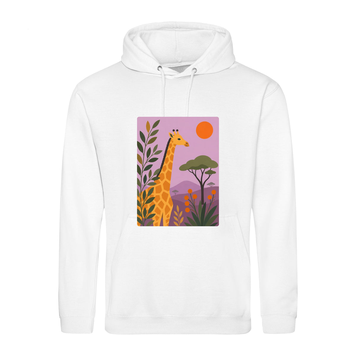 Giraffe Among the Acacias Adult Hoodie - Wild Horizons Arctic White colour variant image
