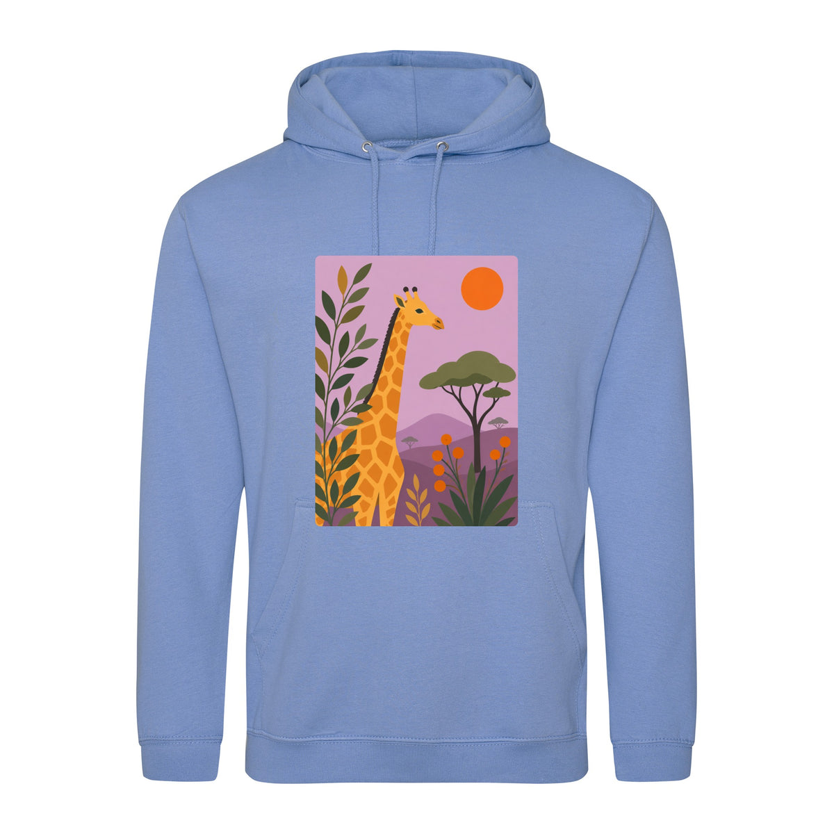 Giraffe Among the Acacias Adult Hoodie - Wild Horizons Cornflower Blue colour variant image