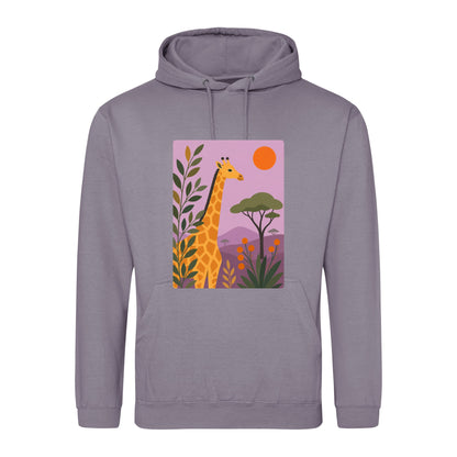 Giraffe Among the Acacias Adult Hoodie - Wild Horizons Dusty Lilac colour variant image