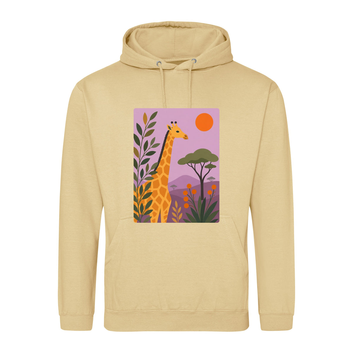 Giraffe Among the Acacias Adult Hoodie - Wild Horizons Desert Sand colour variant image