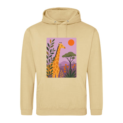 Giraffe Among the Acacias Adult Hoodie - Wild Horizons Desert Sand colour variant image