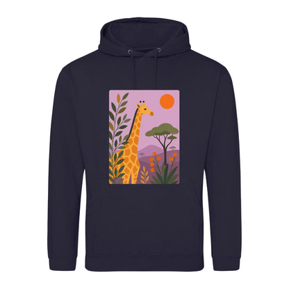 Giraffe Among the Acacias Adult Hoodie - Wild Horizons French Navy colour variant image