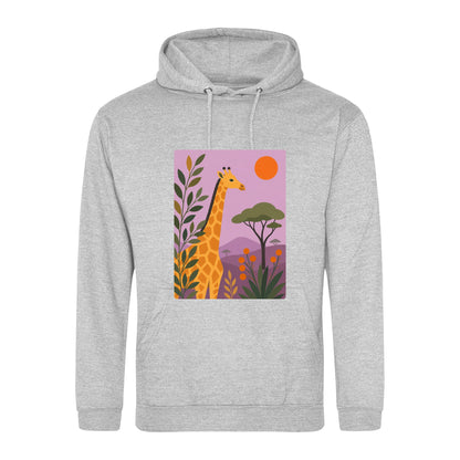 Giraffe Among the Acacias Adult Hoodie - Wild Horizons Heather Grey colour variant image