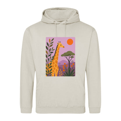 Giraffe Among the Acacias Adult Hoodie - Wild Horizons Natural Stone colour variant image
