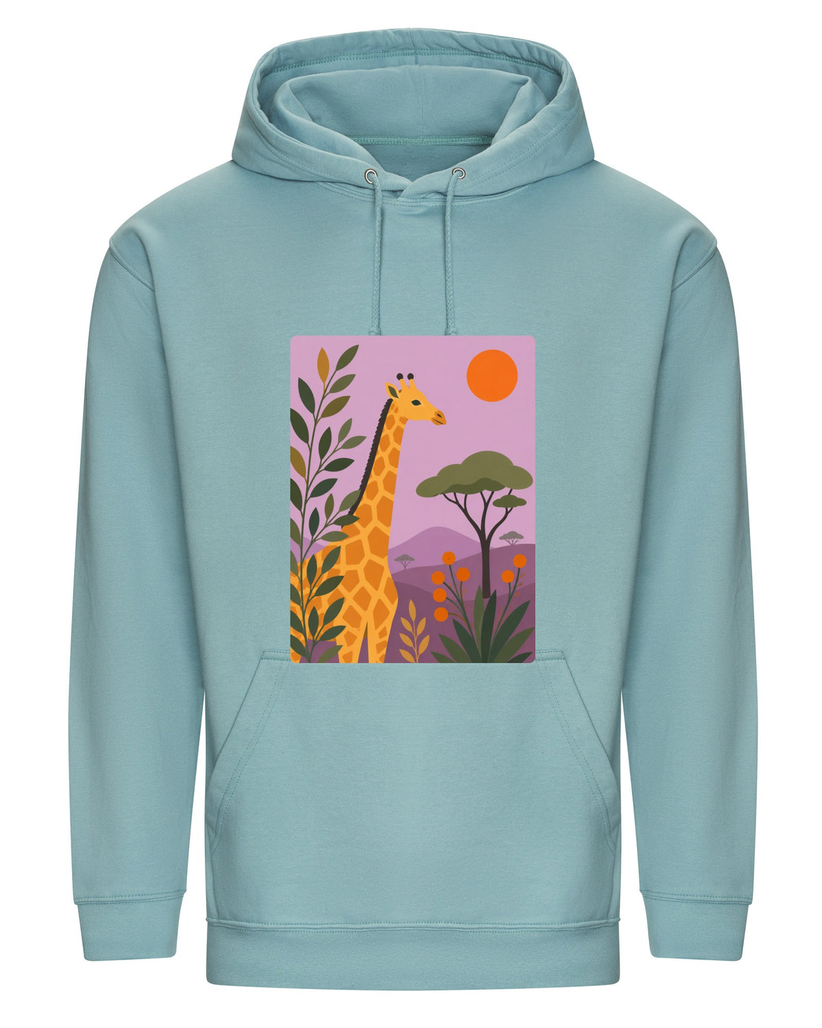 Giraffe Among the Acacias Adult Hoodie - Wild Horizons Seafoam colour variant image