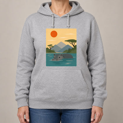 Hippo in Still Waters Adult Hoodie - Wild Horizons lead image