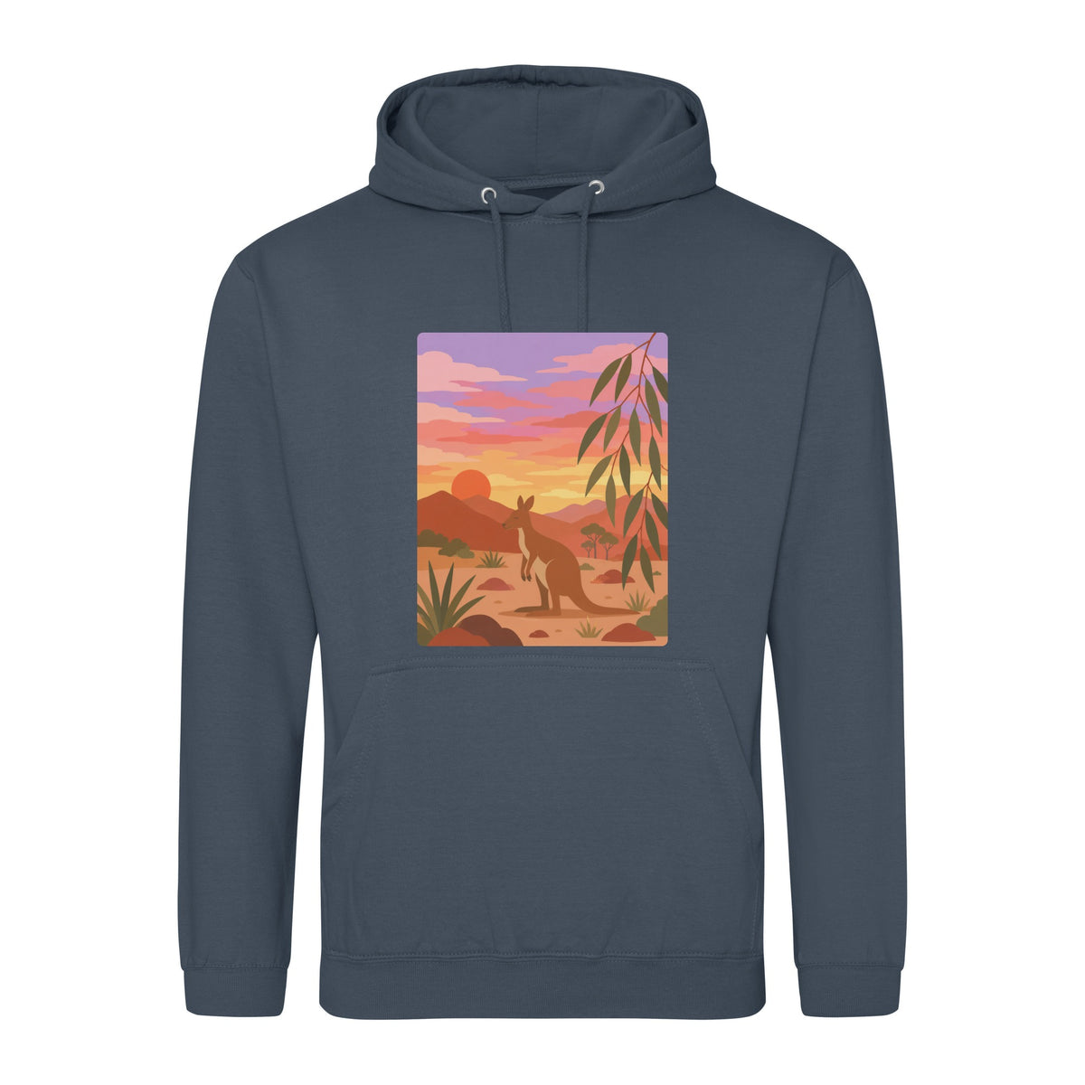 Kangaroo at Dusk Adult Hoodie - Wild Horizons Airforce Blue colour variant image