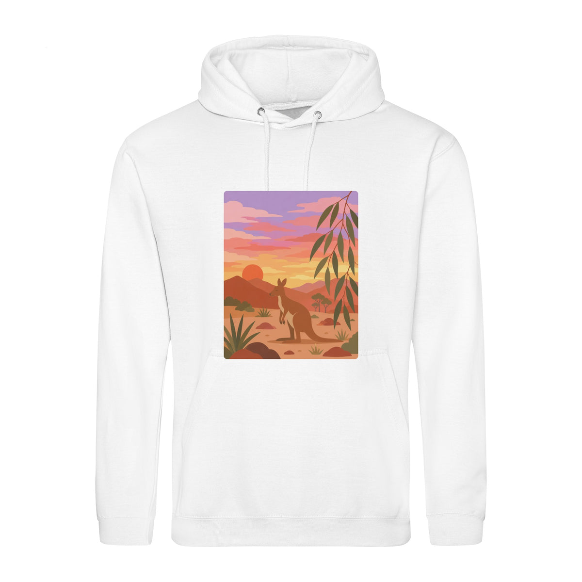 Kangaroo at Dusk Adult Hoodie - Wild Horizons Arctic White colour variant image