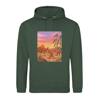 Kangaroo at Dusk Adult Hoodie - Wild Horizons Bottle Green colour variant image