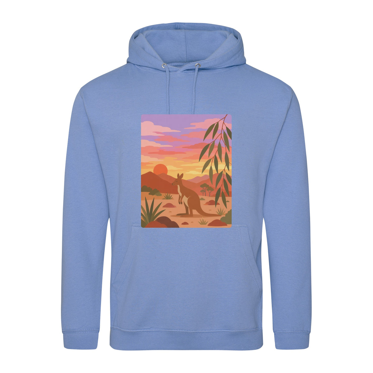 Kangaroo at Dusk Adult Hoodie - Wild Horizons Cornflower Blue colour variant image