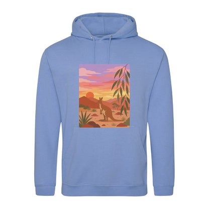 Kangaroo at Dusk Adult Hoodie - Wild Horizons Cornflower Blue colour variant image