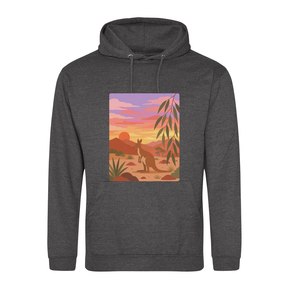 Kangaroo at Dusk Adult Hoodie - Wild Horizons Charcoal colour variant image