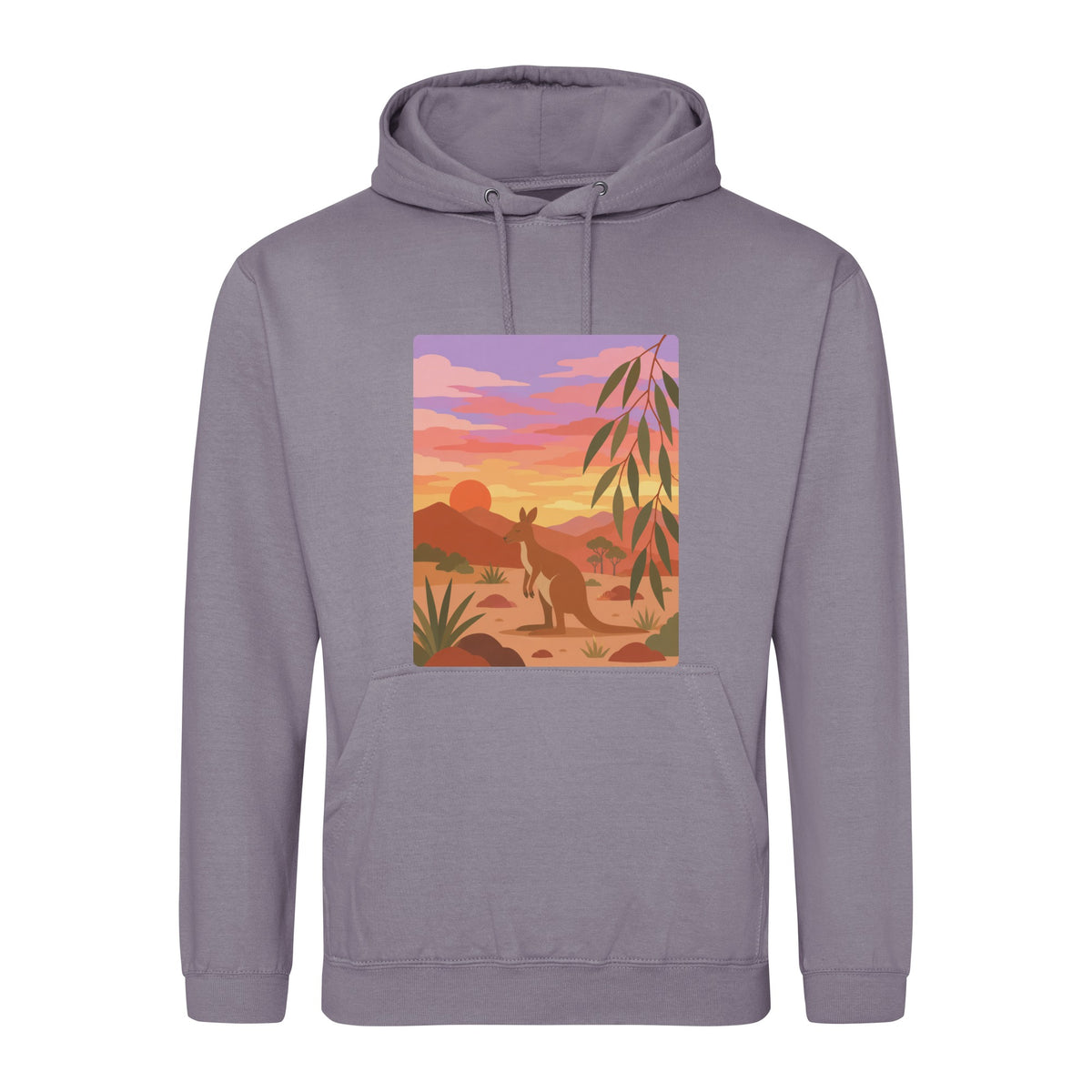 Kangaroo at Dusk Adult Hoodie - Wild Horizons Dusty Lilac colour variant image