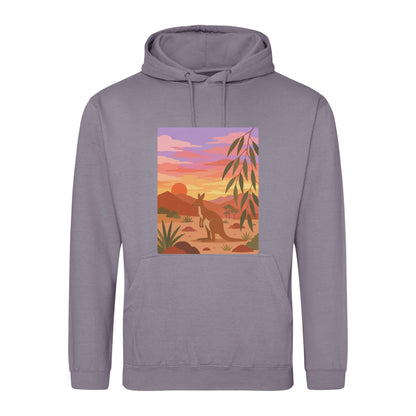 Kangaroo at Dusk Adult Hoodie - Wild Horizons Dusty Lilac colour variant image