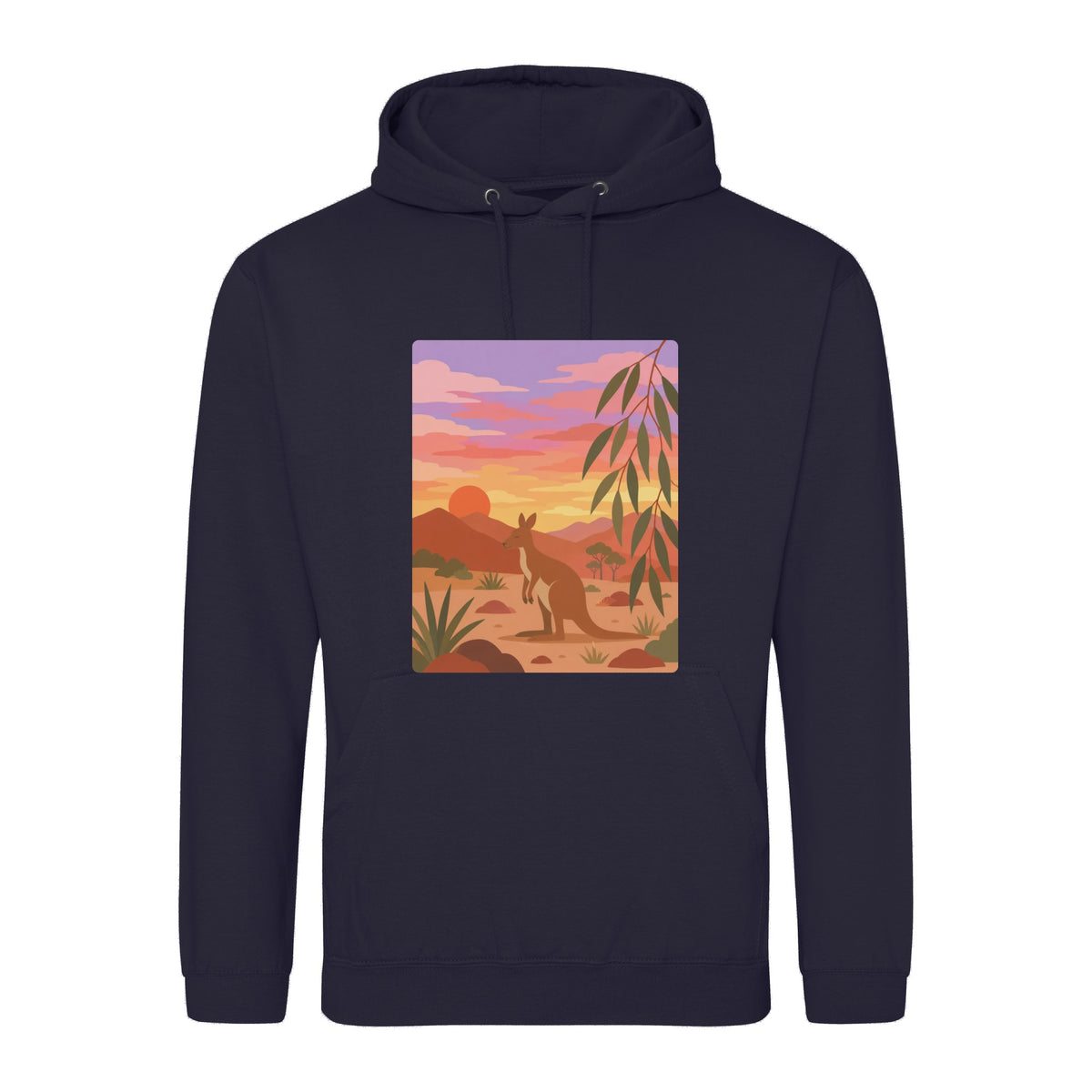 Kangaroo at Dusk Adult Hoodie - Wild Horizons French Navy colour variant image